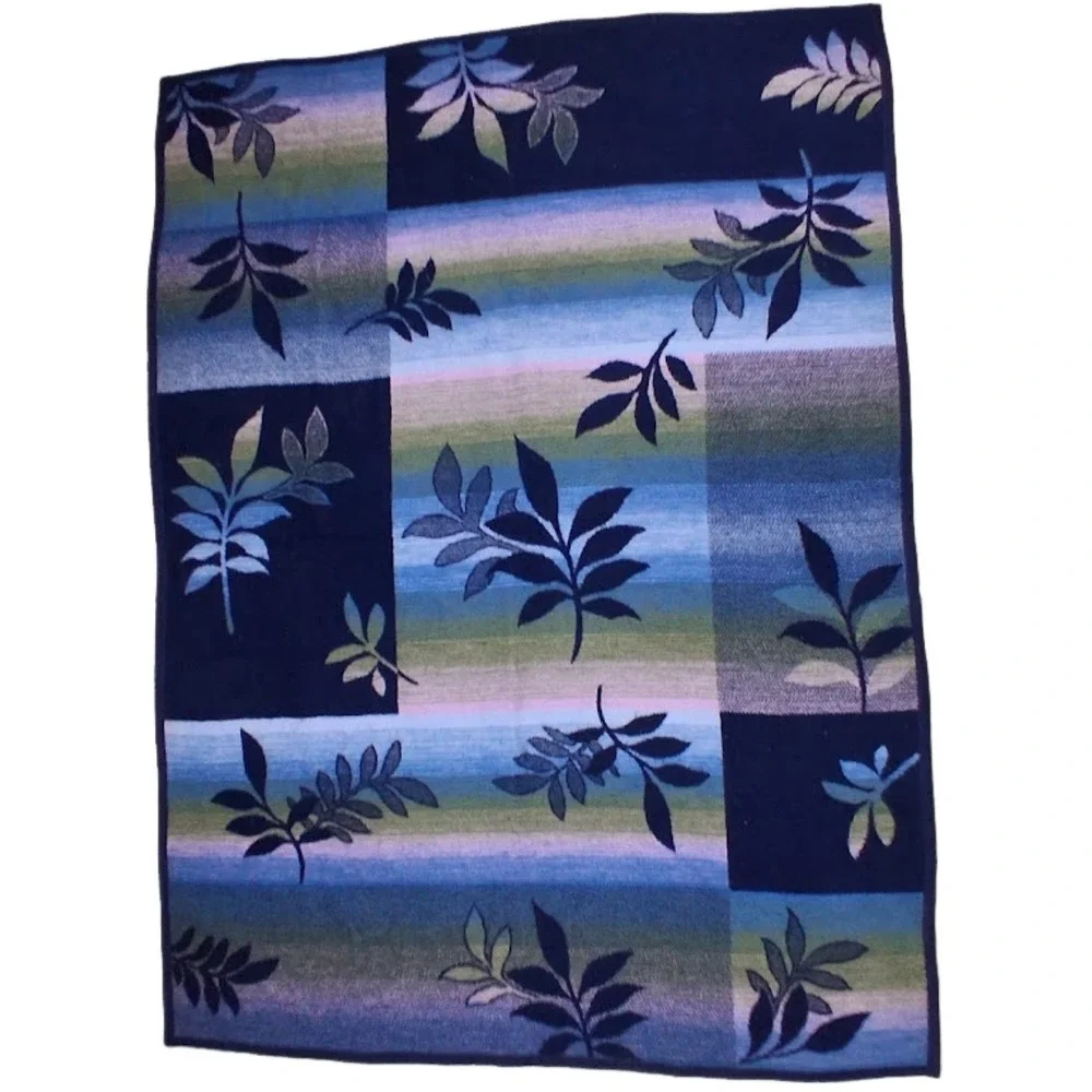 Aurora Biederlkack Throw Blanket 54x72 Soft Acrylic Purple Blue Leaves Leaf
